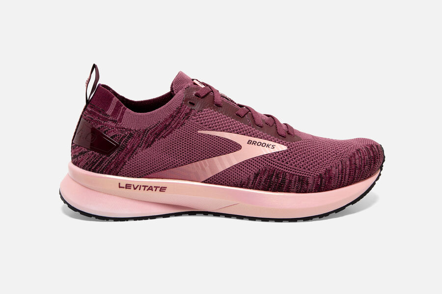 Brooks Levitate 4 Womens UK - Road Running Shoes - Burgundy/Coral 671-DWVMSI